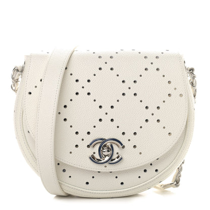 Chanel Caviar Perforated Messenger Bag White 1 of 5