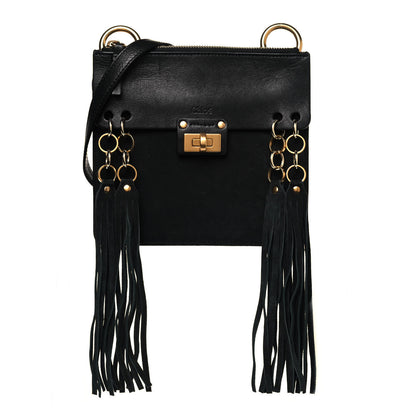 Chloe Calfskin Suede Small Jane Fringe Bag Black 1 of 20