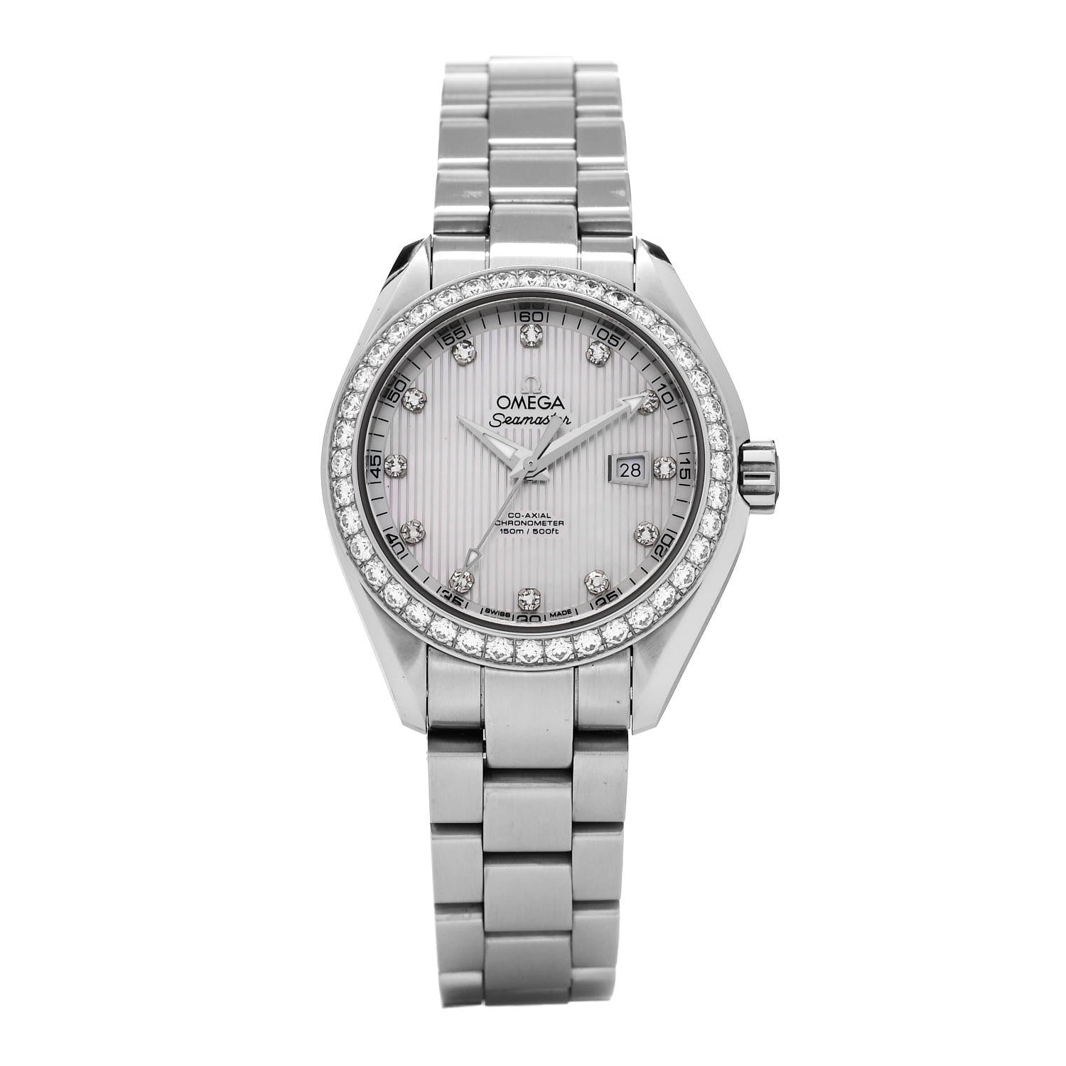 Omega Stainless Steel Diamond Bezel Mother of Pearl 34mm Seamaster Aqua Terra Co-Axial Chronometer Automatic Watch 231.15.34.20.55.001 1 of 5