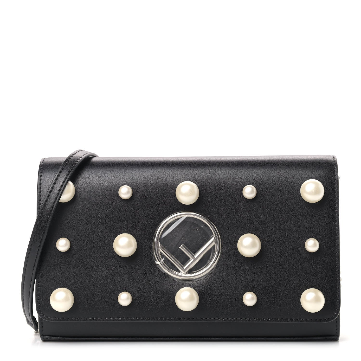 Fendi Vitello Liberty Pearl F is Fendi Wallet On Chain Black 1 of 9