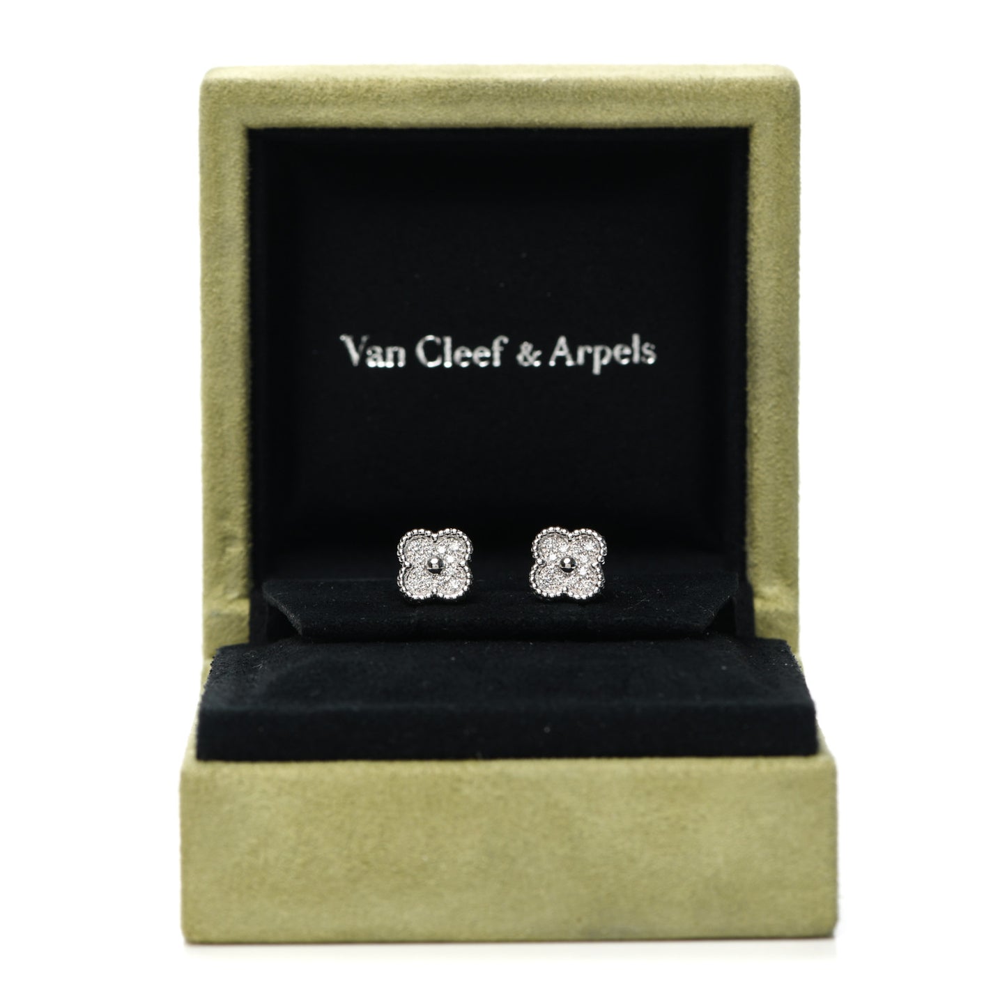 18K White Gold Diamond Sweet Alhambra Earrings
