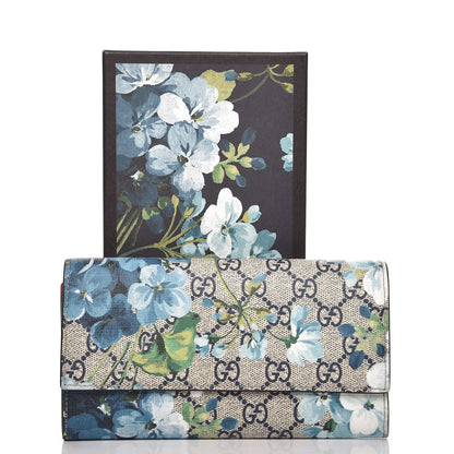 Gucci GG Supreme Monogram Blooms Continental Wallet Blue 9 of 9