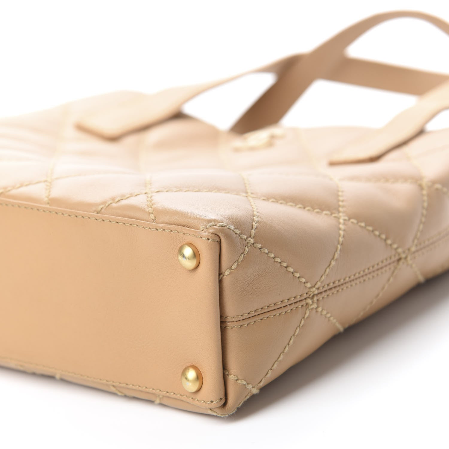 Chanel Calfskin Quilted Surpique Stitch Small Tote Beige 7 of 10