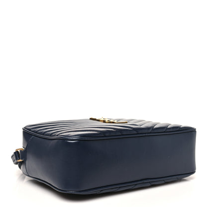 Saint Laurent Calfskin Matelasse Monogram Lou Camera Bag Deep Marine 4 of 11