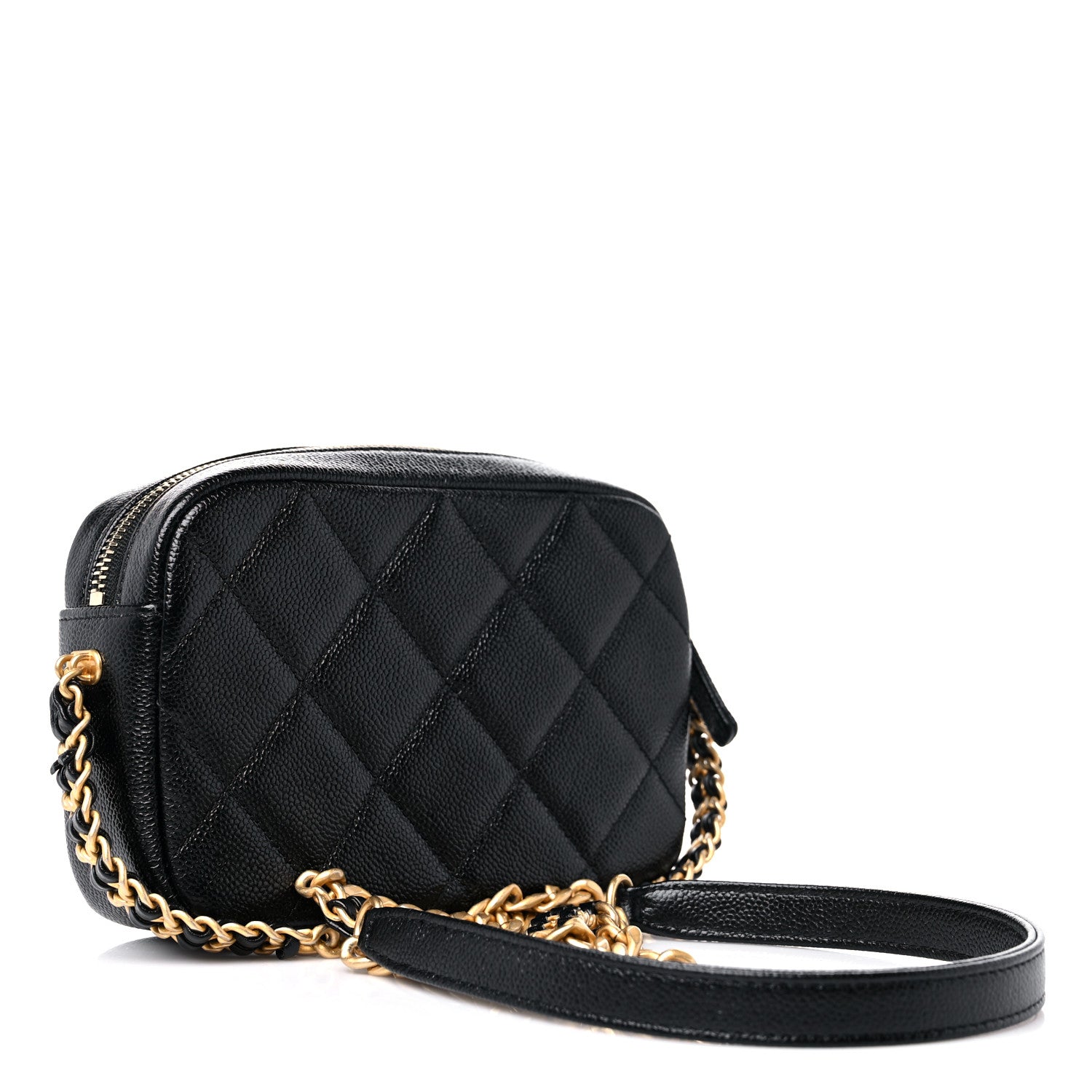Chanel Shiny Caviar Quilted Chain Melody Camera Bag Black 3 of 10