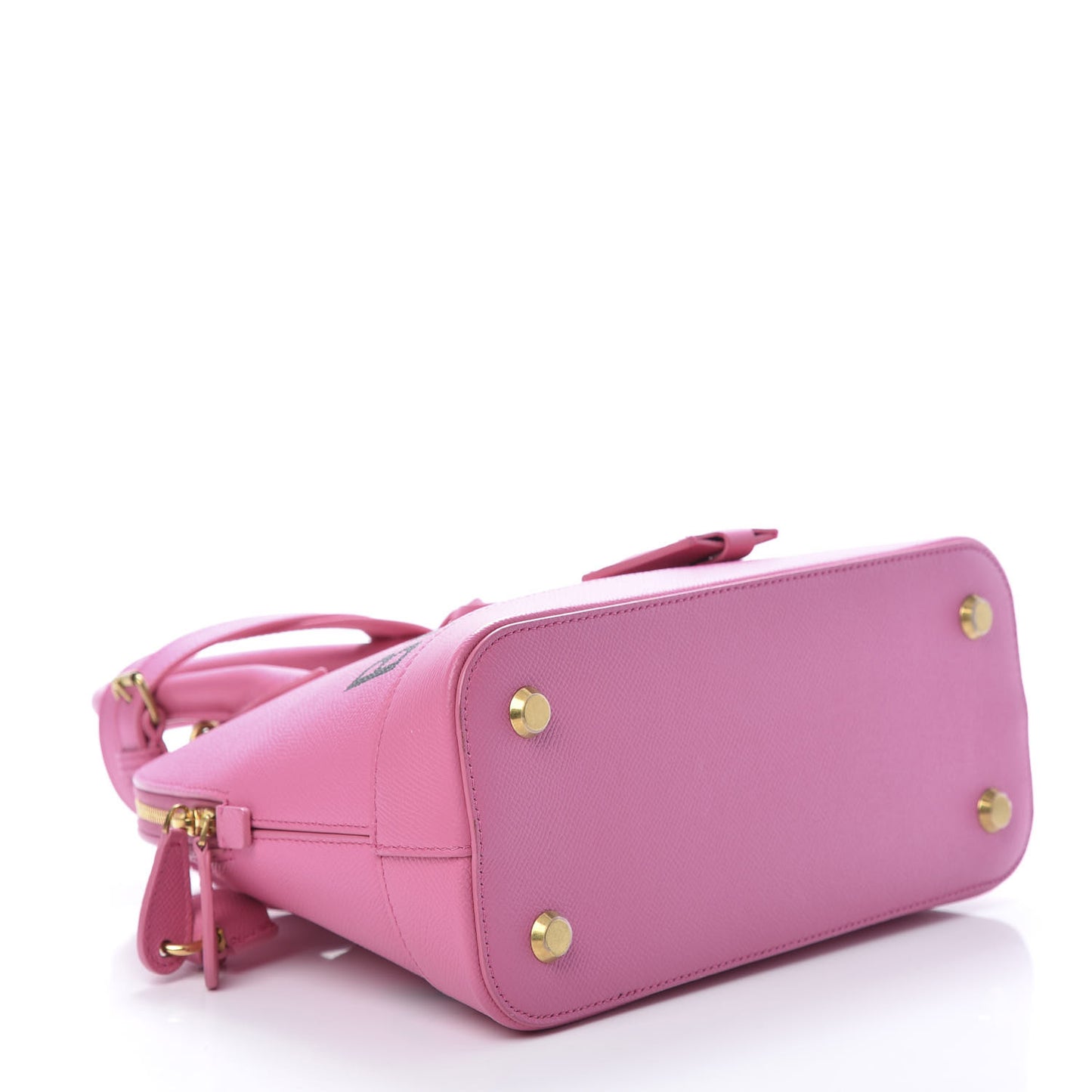 Signature Grained Calfskin S Ville Top Handle Bag Rose Bubblegum Black