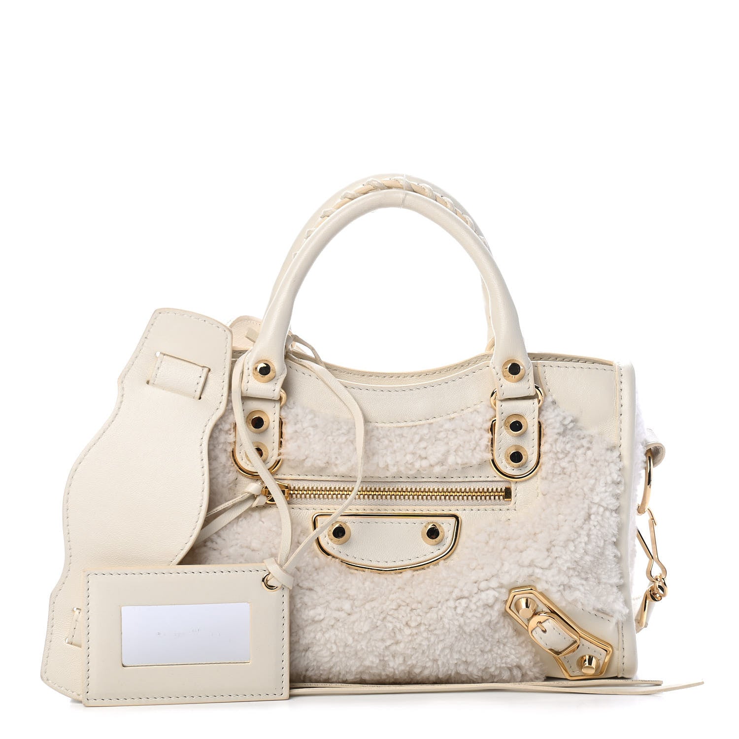Balenciaga Shearling Nappa Gold Metallic Edge Hardware Mini City Cream 1 of 4