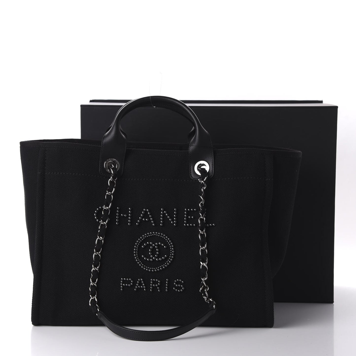 Canvas Pearl Medium Deauville Tote Black