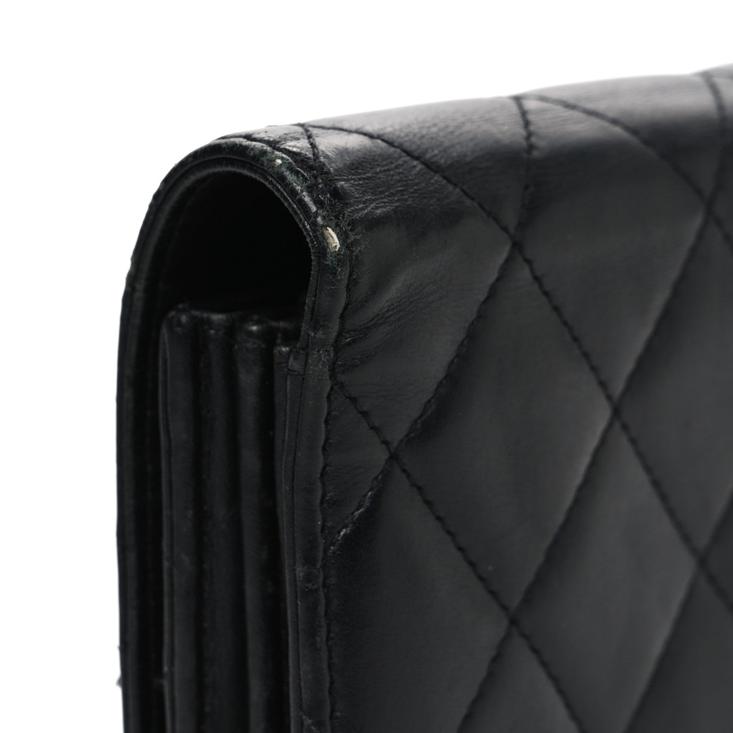 Chanel Calfskin Quilted Cambon Gusset Flap Wallet Black 1877646