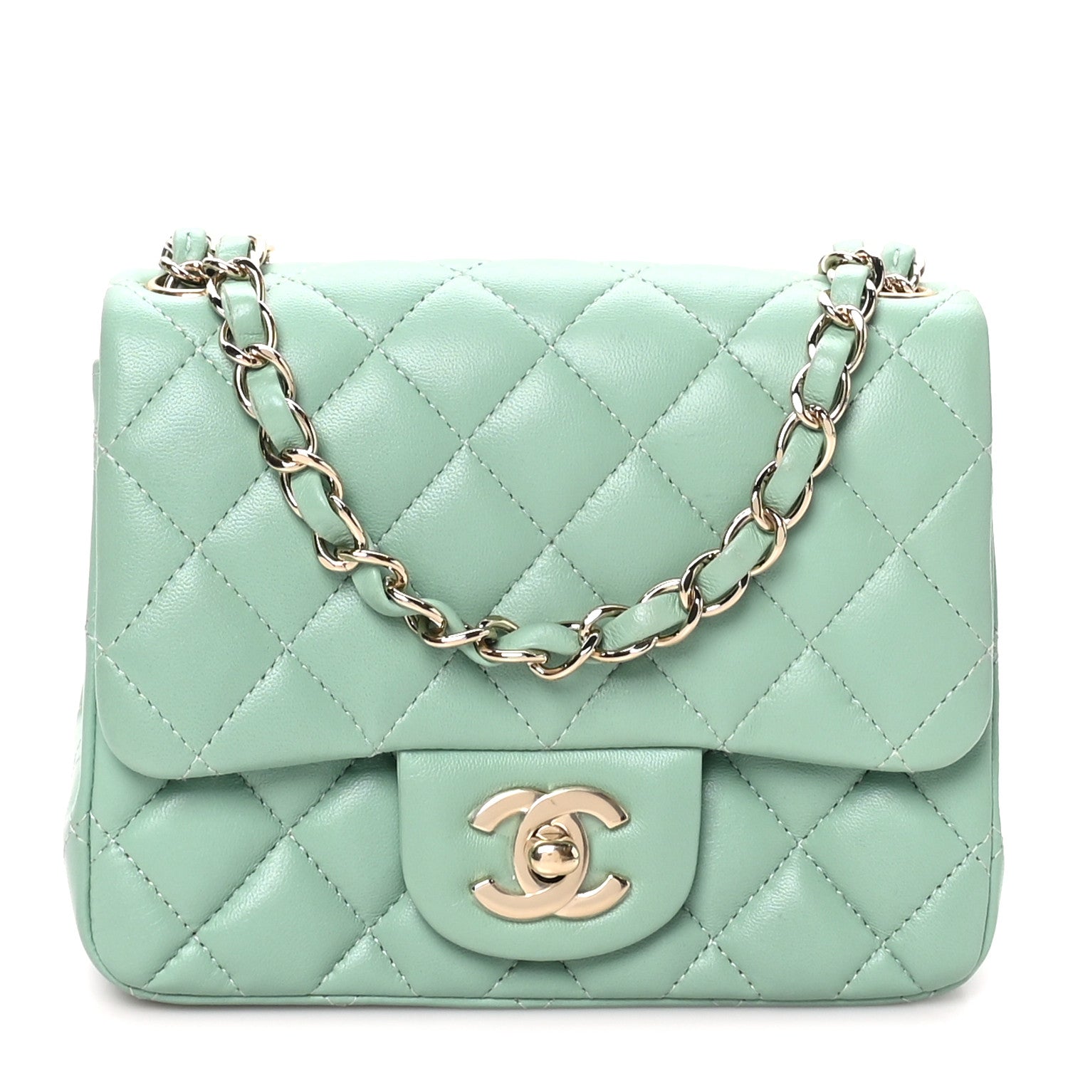 Chanel Lambskin Quilted Mini Square Flap Light Green 1 of 10