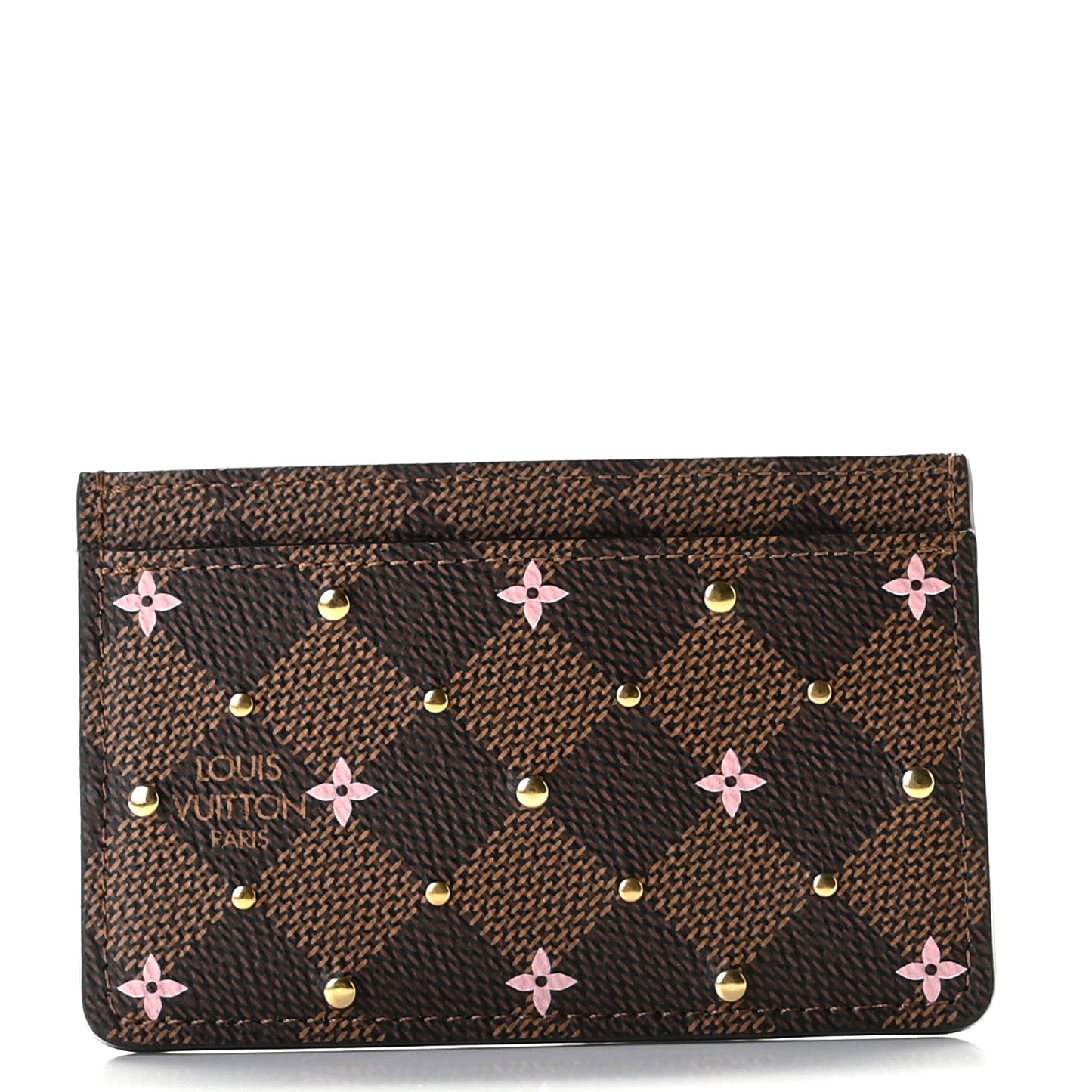 Damier Ebene Studded Card Holder