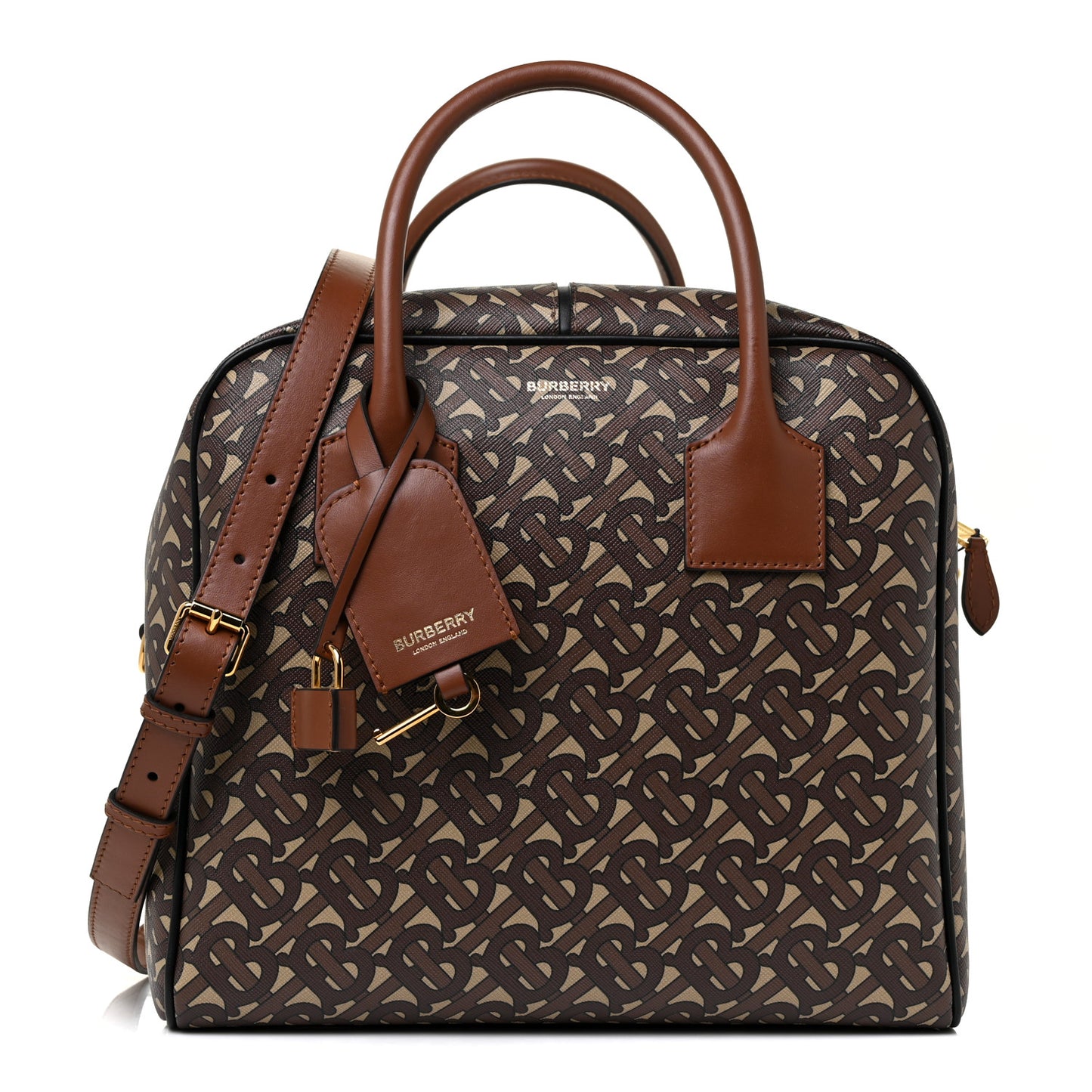 E-canvas Monogram Stripe Medium Cube Bowling Bag Bridle Brown