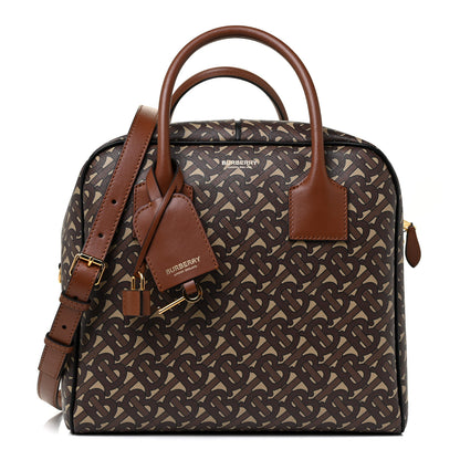 Burberry E-canvas Monogram Stripe Medium Cube Bowling Bag Bridle Brown 1 of 13