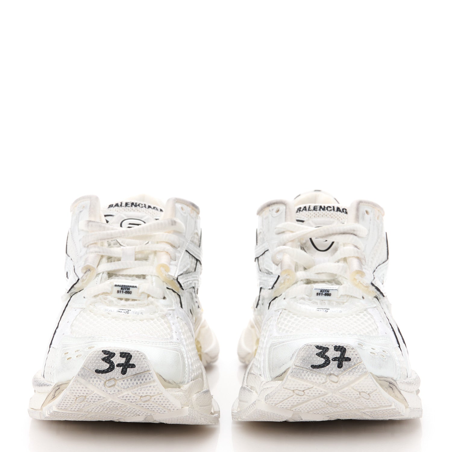 Balenciaga Mesh Rubber Monocolor Womens Runner Sneakers 37 White 2 of 10