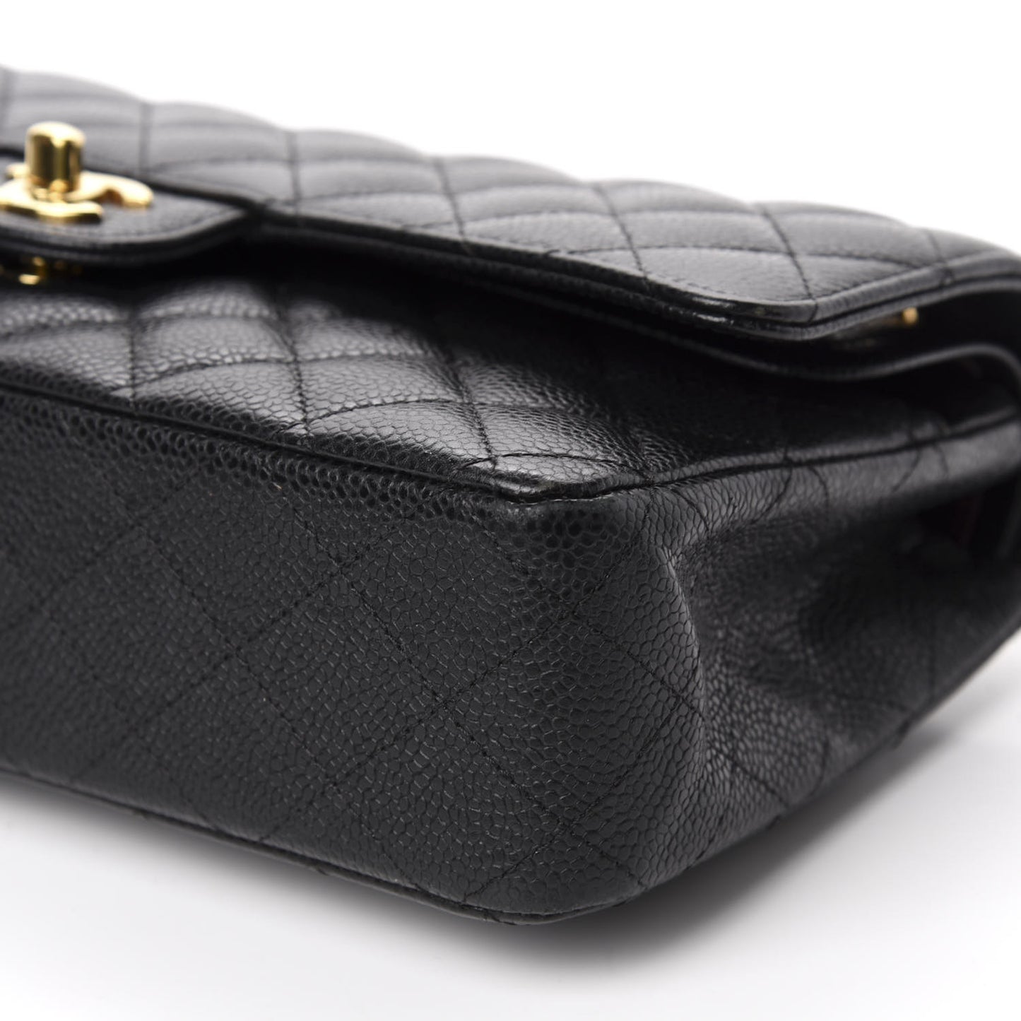 Caviar Quilted Medium Double Flap Black