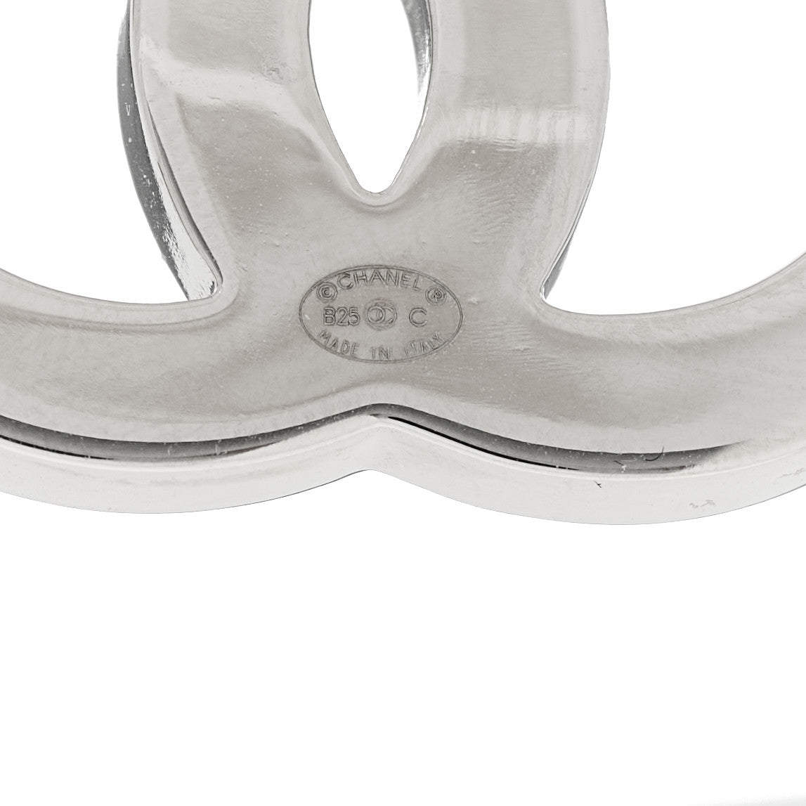 Crystal Enamel CC Earrings Silver White