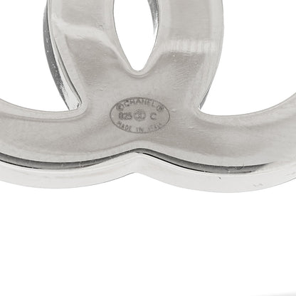 Chanel Crystal Enamel CC Earrings Silver White 4 of 5