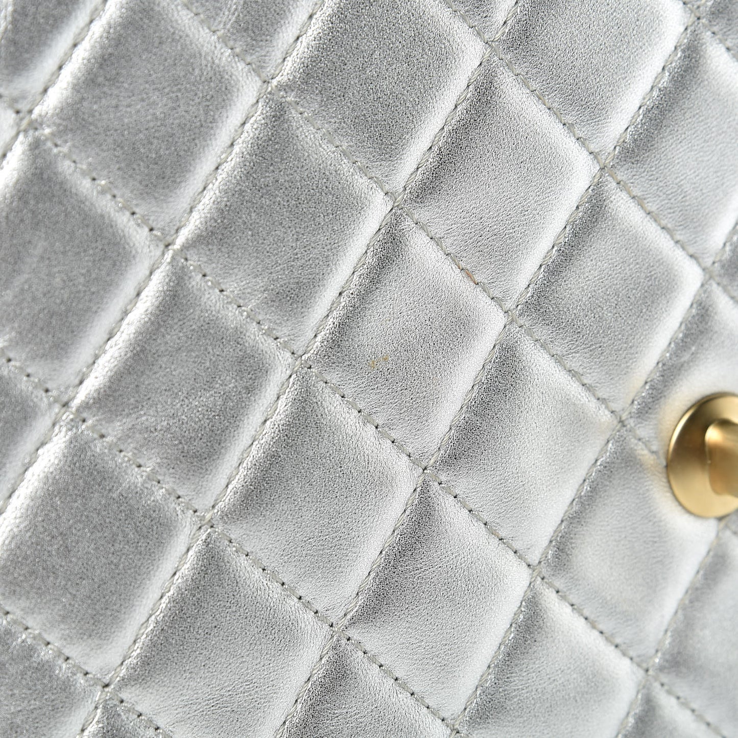 Metallic Lambskin Quilted Maxi Single Flap Silver