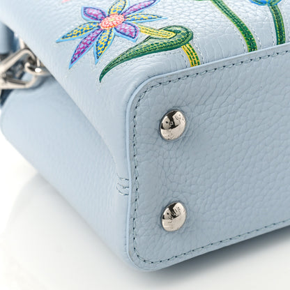 Louis Vuitton LV X YK Taurillon Inlaid Kusama Flowers Mini Capucines Pale Blue 7 of 8