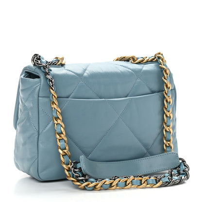 Chanel Goatskin Quilted Medium Chanel 19 Flap Light Blue 2 of 10