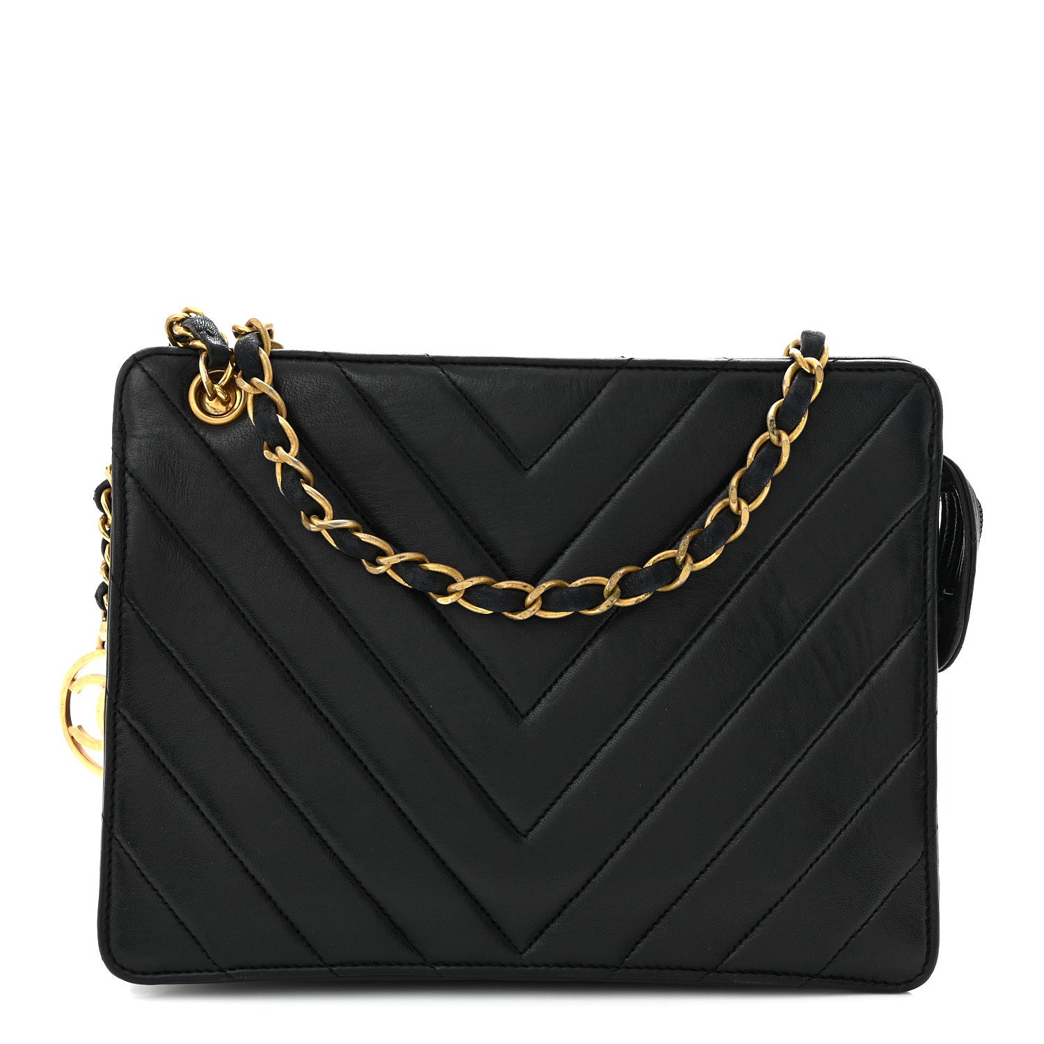Chanel Lambskin Chevron Small Shoulder Bag Black 1 of 11
