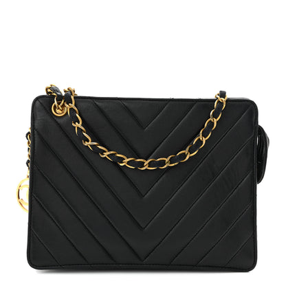 Chanel Lambskin Chevron Small Shoulder Bag Black 1 of 11