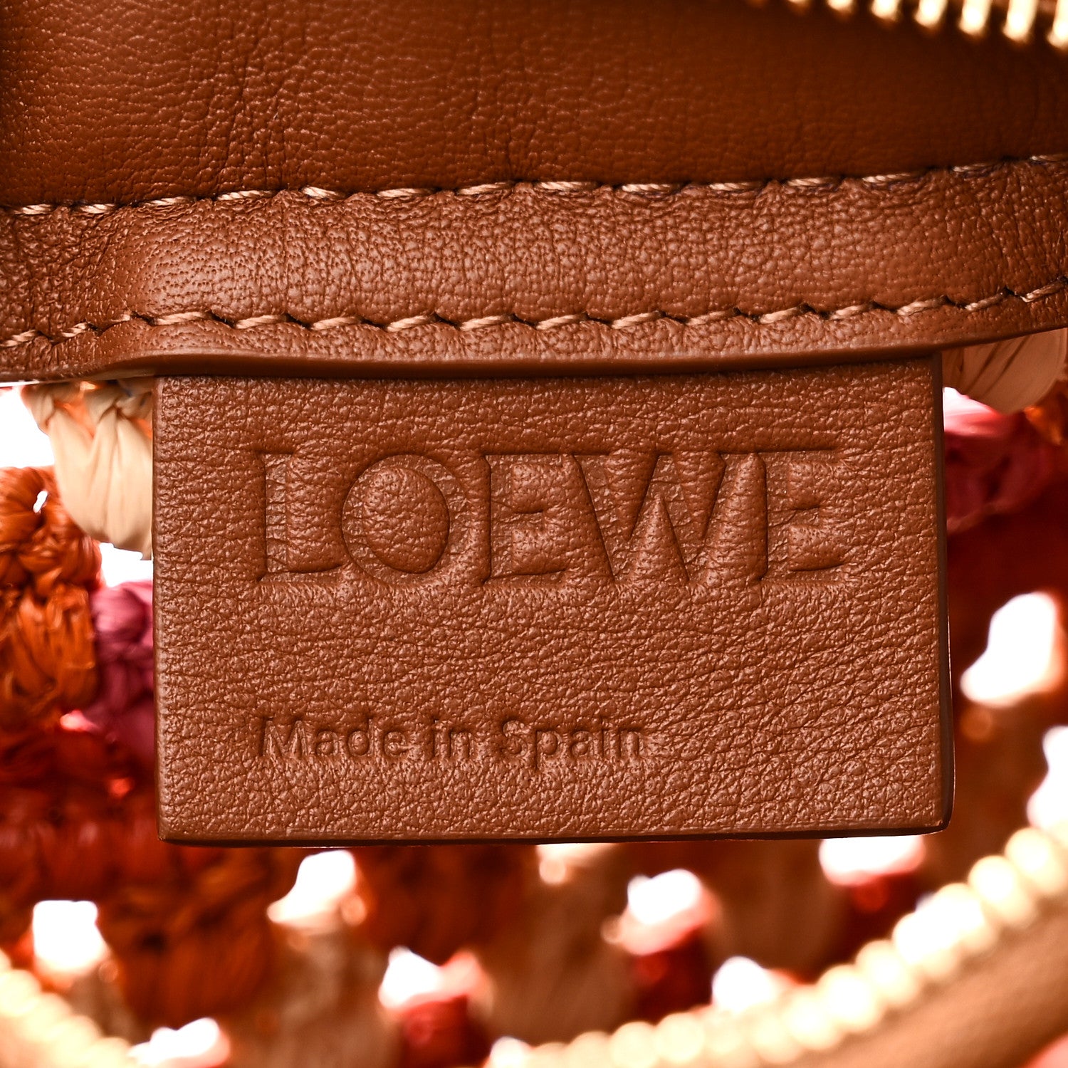 Loewe Raffia Crochet Calfskin Paula's Ibiza Mini Puzzle Edge Bag Bright Orange Pink 6 of 9