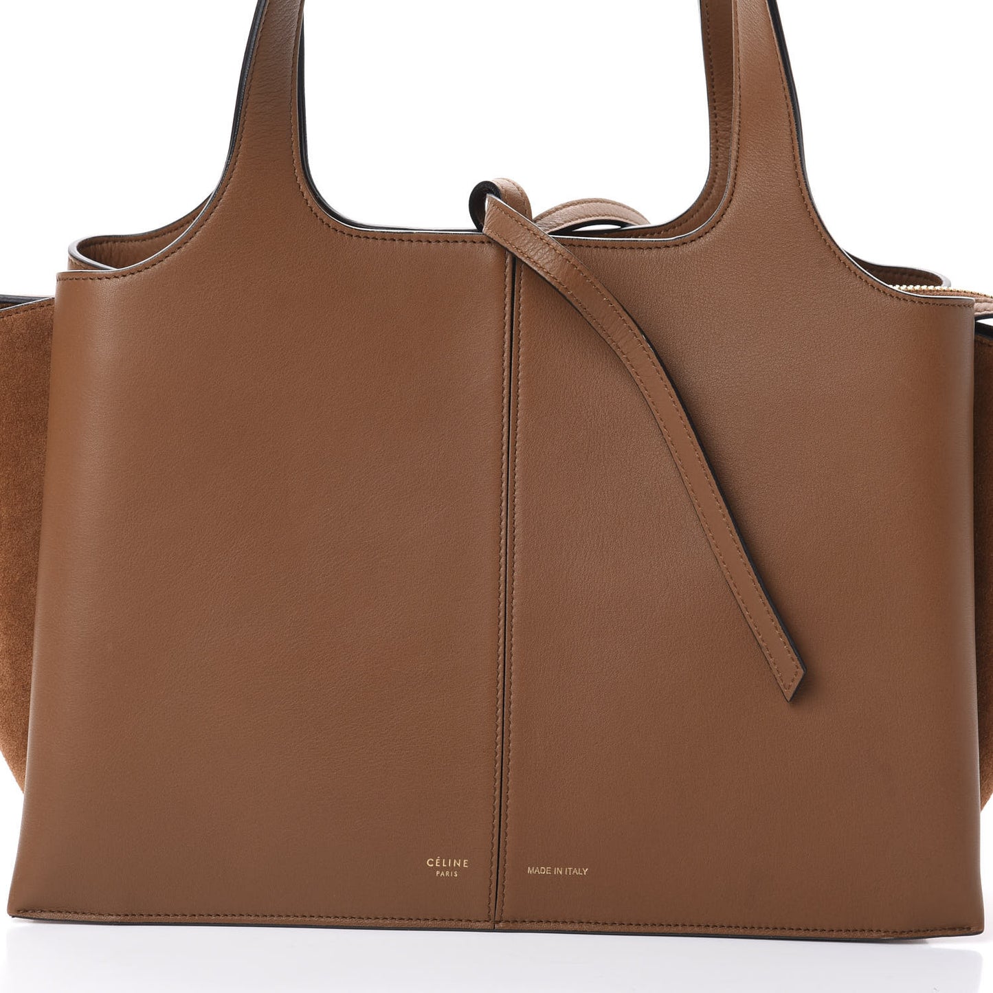 Smooth Calfskin Suede Small Tri-Fold Bag Camel