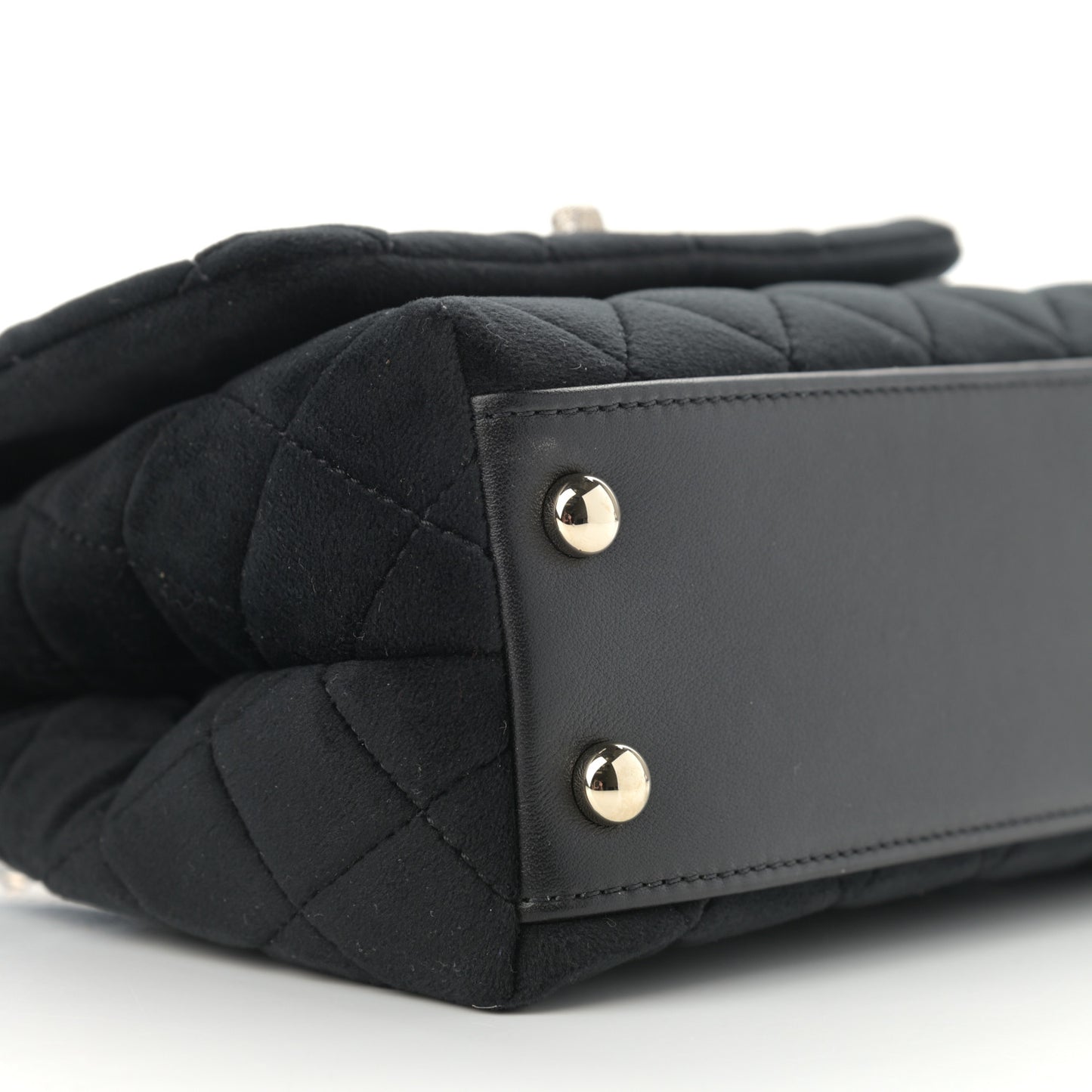 Velvet Crystal Quilted Extra Mini Coco Handle Flap Black