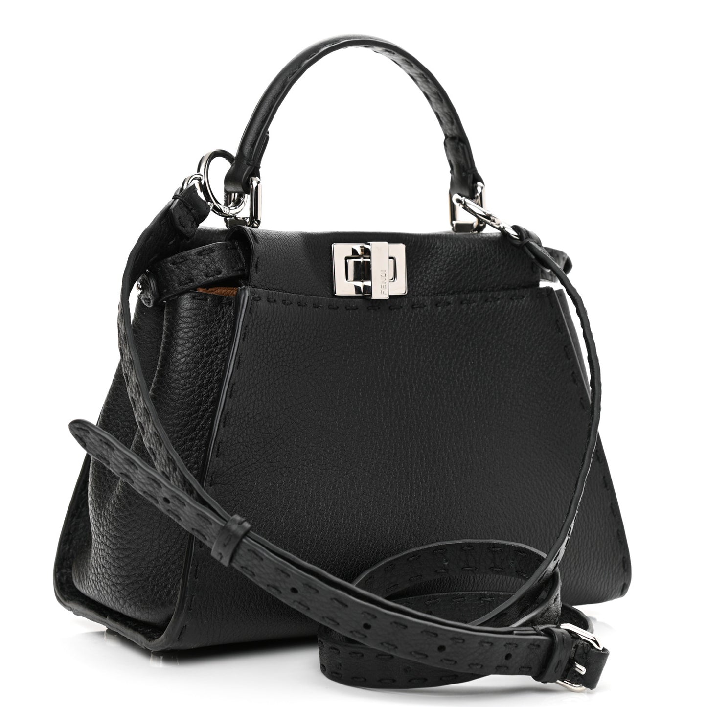 Cuoio Romano Selleria Bi-Color Mini Peekaboo Iconic Satchel Black Mou