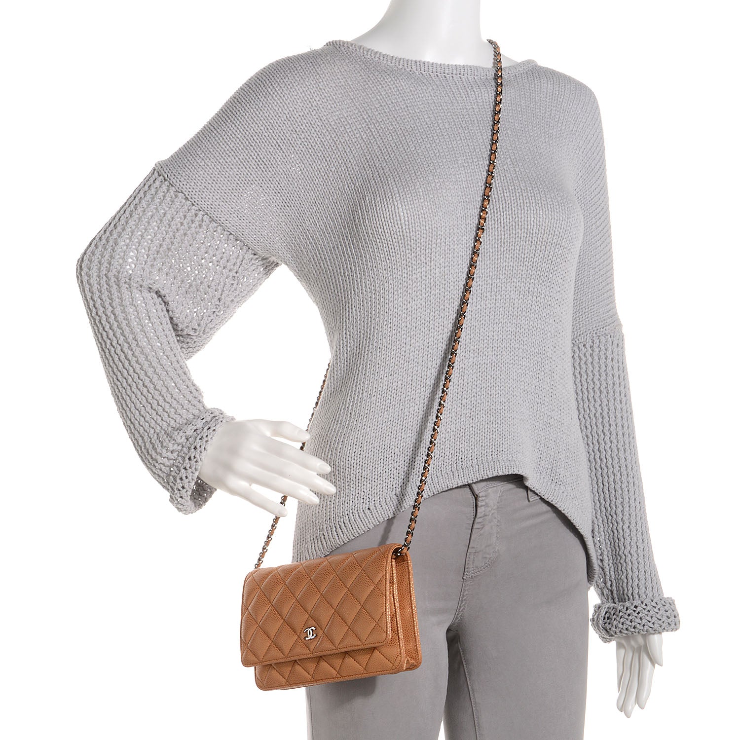 Chanel Caviar Quilted Wallet On Chain WOC Metallic Copper 2 of 9