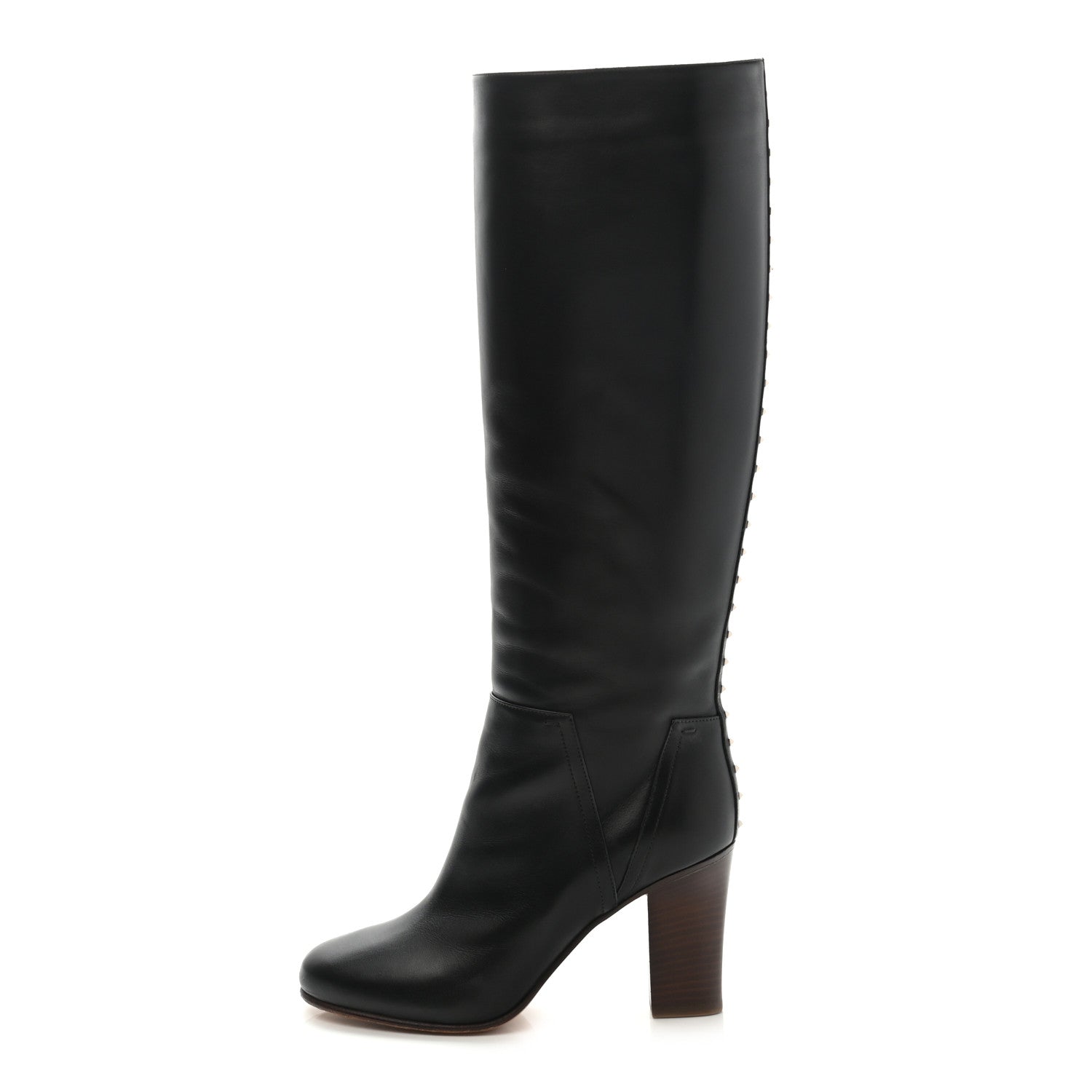 Valentino Garavani Vitello Lovestud Knee High 85mm Boots 37.5 Black 1 of 9