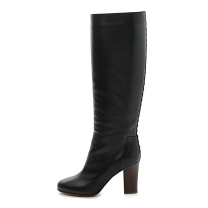 Valentino Garavani Vitello Lovestud Knee High 85mm Boots 37.5 Black 1 of 9