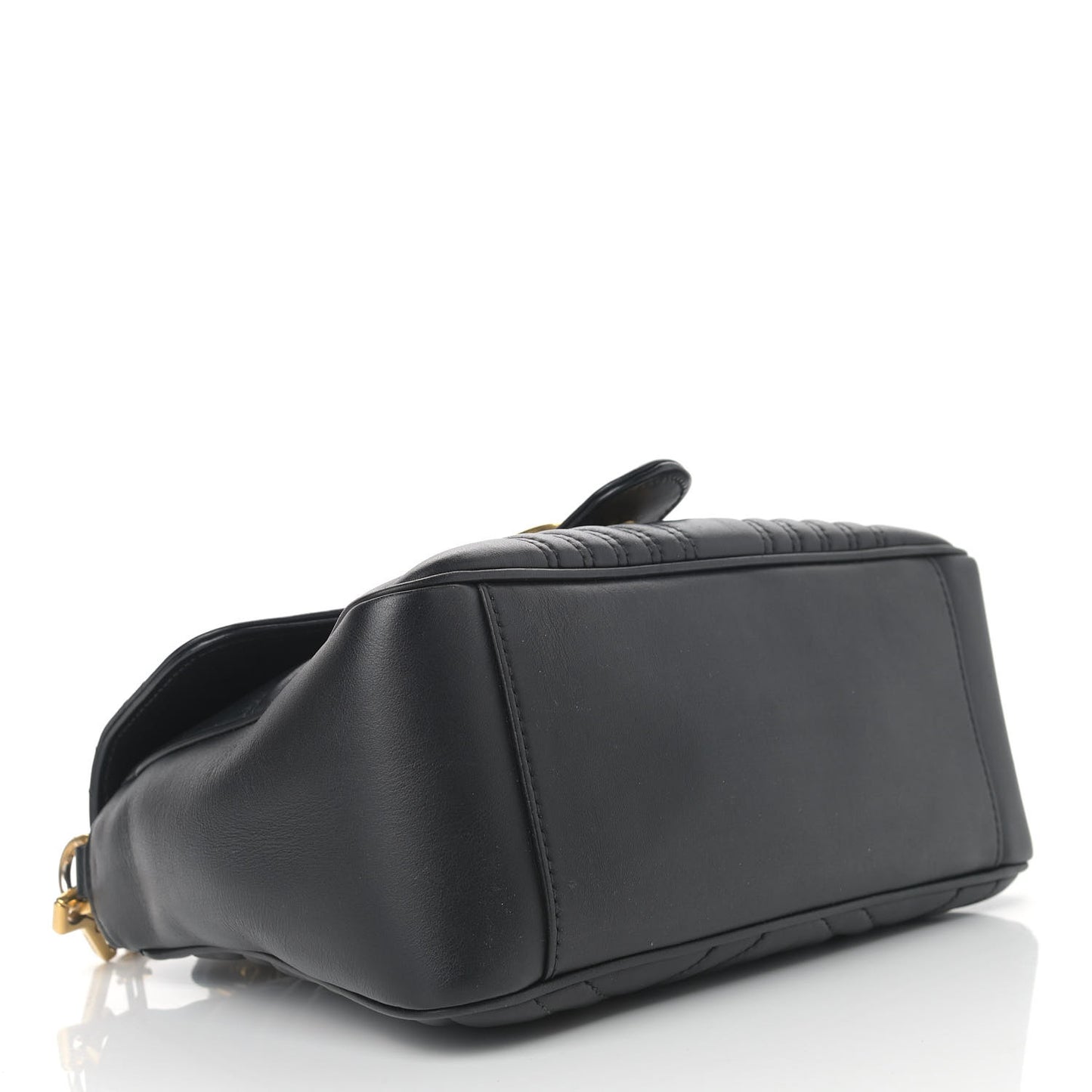 Calfskin Matelasse Small GG Marmont Top Handle Shoulder Bag Black