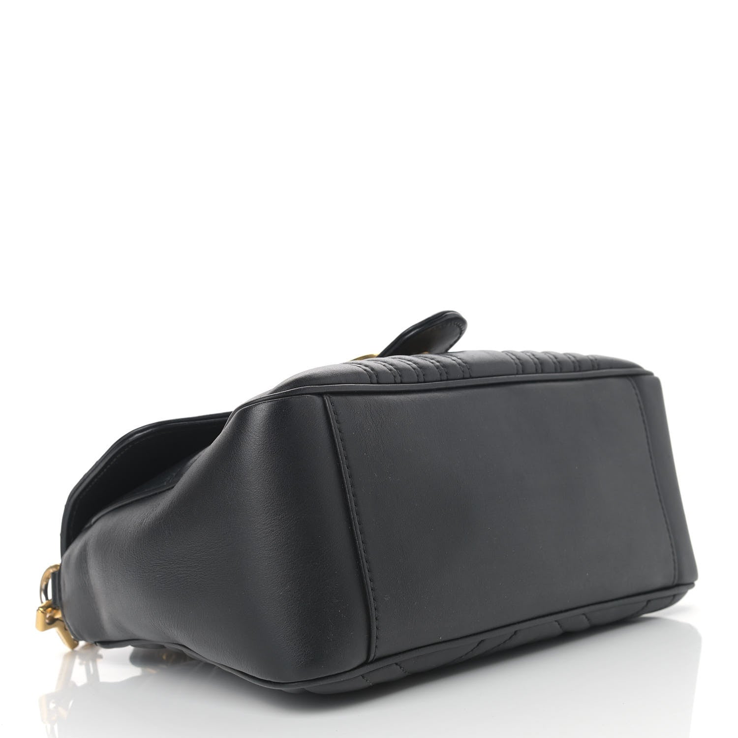 Gucci Calfskin Matelasse Small GG Marmont Top Handle Shoulder Bag Black 4 of 11