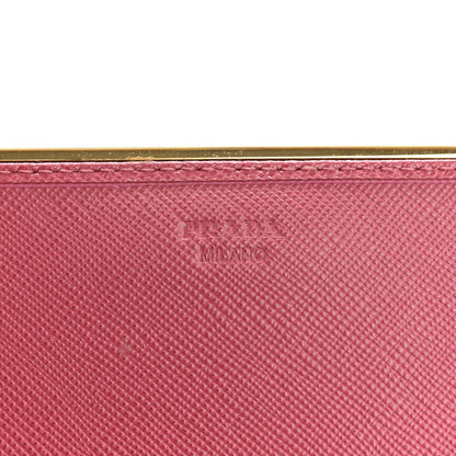 Prada Saffiano Metal Bar Flap Wallet with Strap Peonia 6 of 16