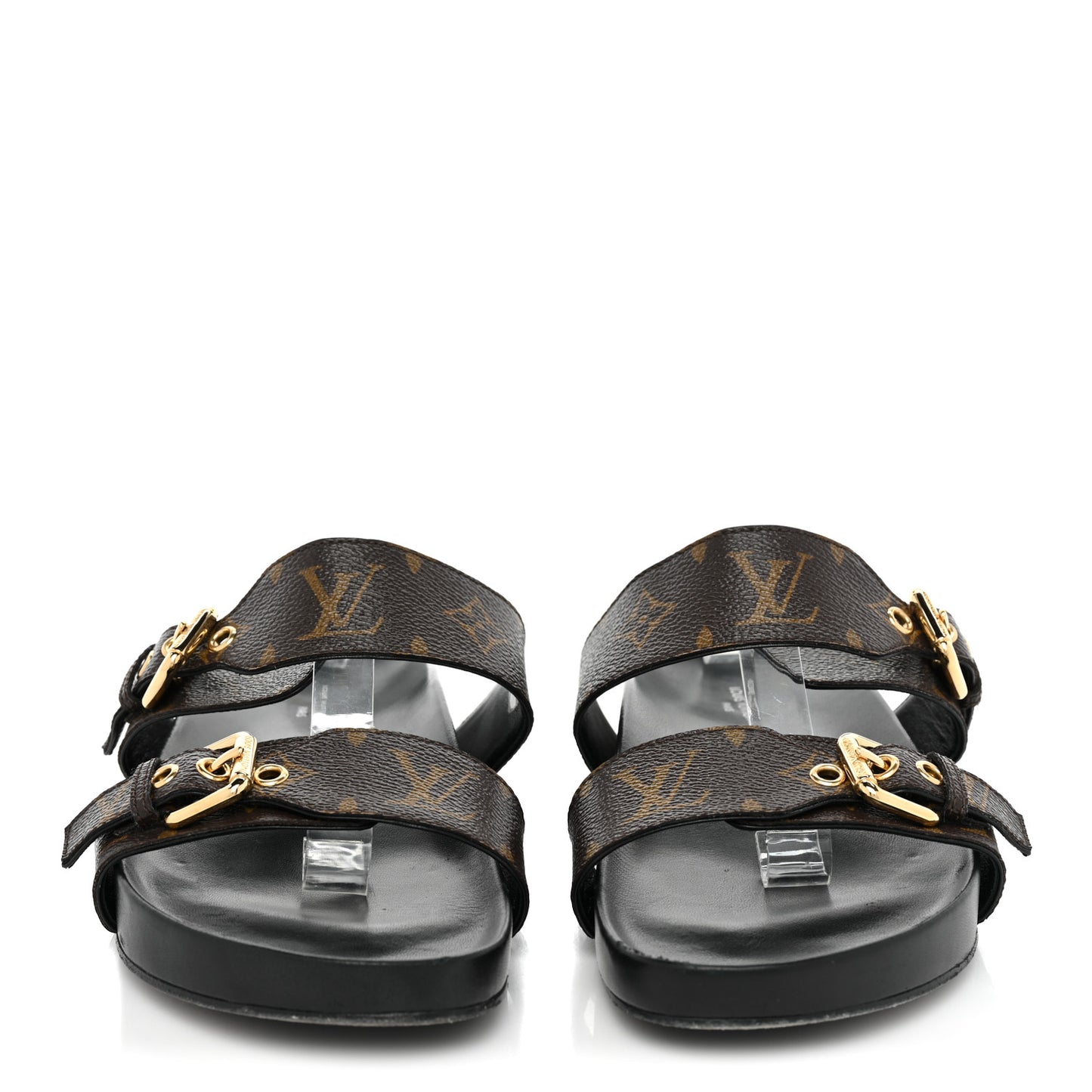 Patent Monogram Bom Dia Flat Mule Sandals 40 Black