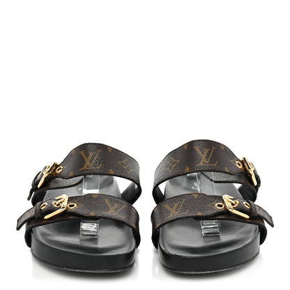 Louis Vuitton Patent Monogram Bom Dia Flat Mule Sandals 40 Black 2 of 11