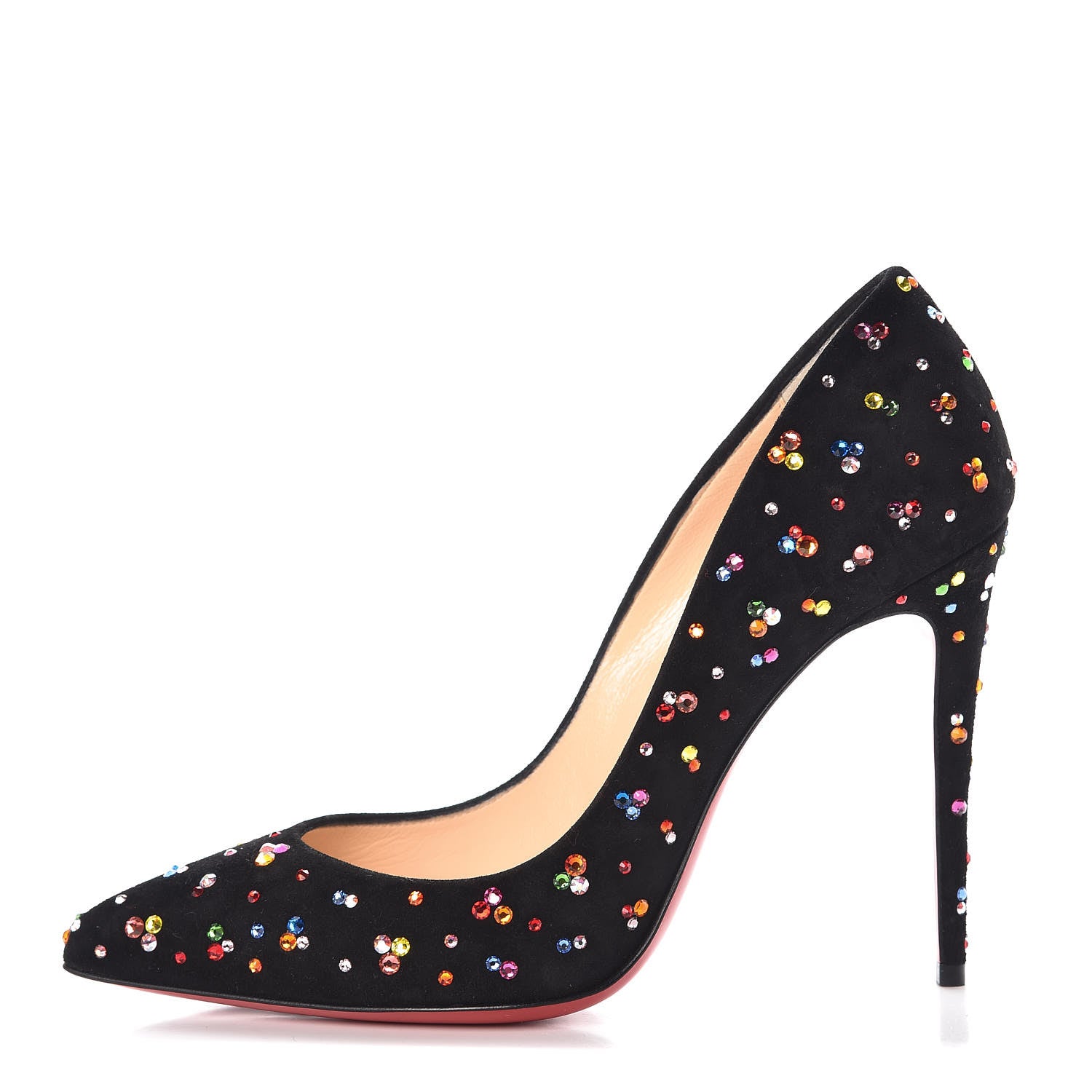 Christian Louboutin Veau Velour Follies Clair de Lune 100 Pumps 37 Black Multi 1 of 9