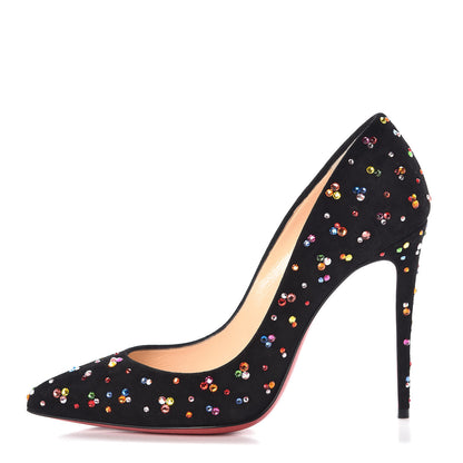 Christian Louboutin Veau Velour Follies Clair de Lune 100 Pumps 37 Black Multi 1 of 9