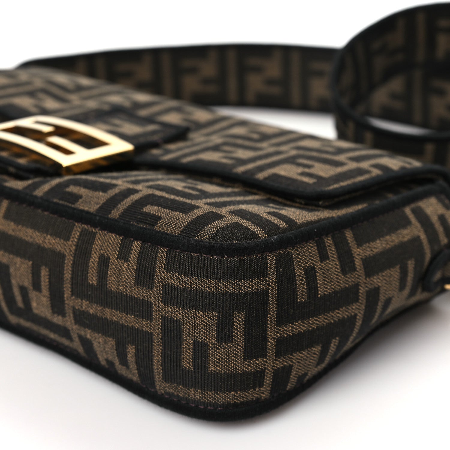Fendi Fabric Jacquard FF 1974 Medium Baguette Tobacco Moro Black 9 of 9