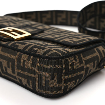 Fendi Fabric Jacquard FF 1974 Medium Baguette Tobacco Moro Black 9 of 9