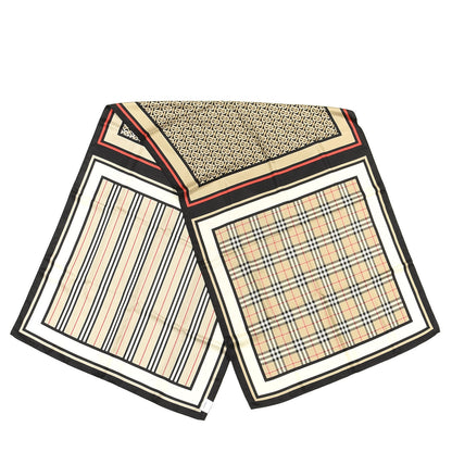 Burberry Silk Vintage Check Icon Stripe TB Monogram Print Scarf Archive Beige 2 of 3