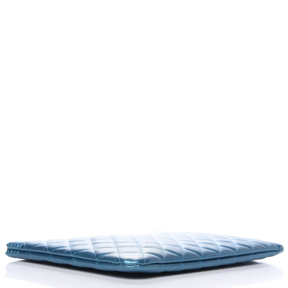 Chanel Metallic Caviar Quilted Medium Boy Cosmetic Case Turquoise 4 of 7