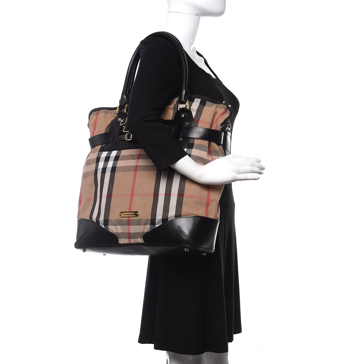House Check Bridle Calfskin Medium Gosford Hobo Black