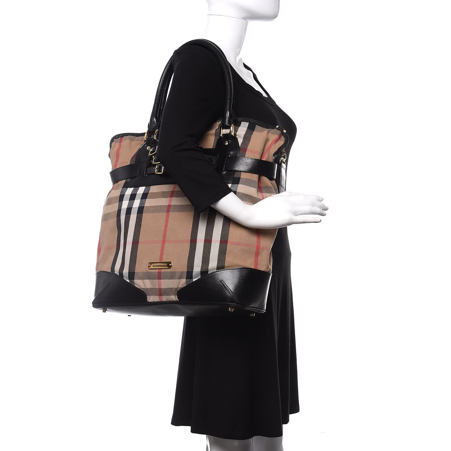 Burberry House Check Bridle Calfskin Medium Gosford Hobo Black 2 of 15