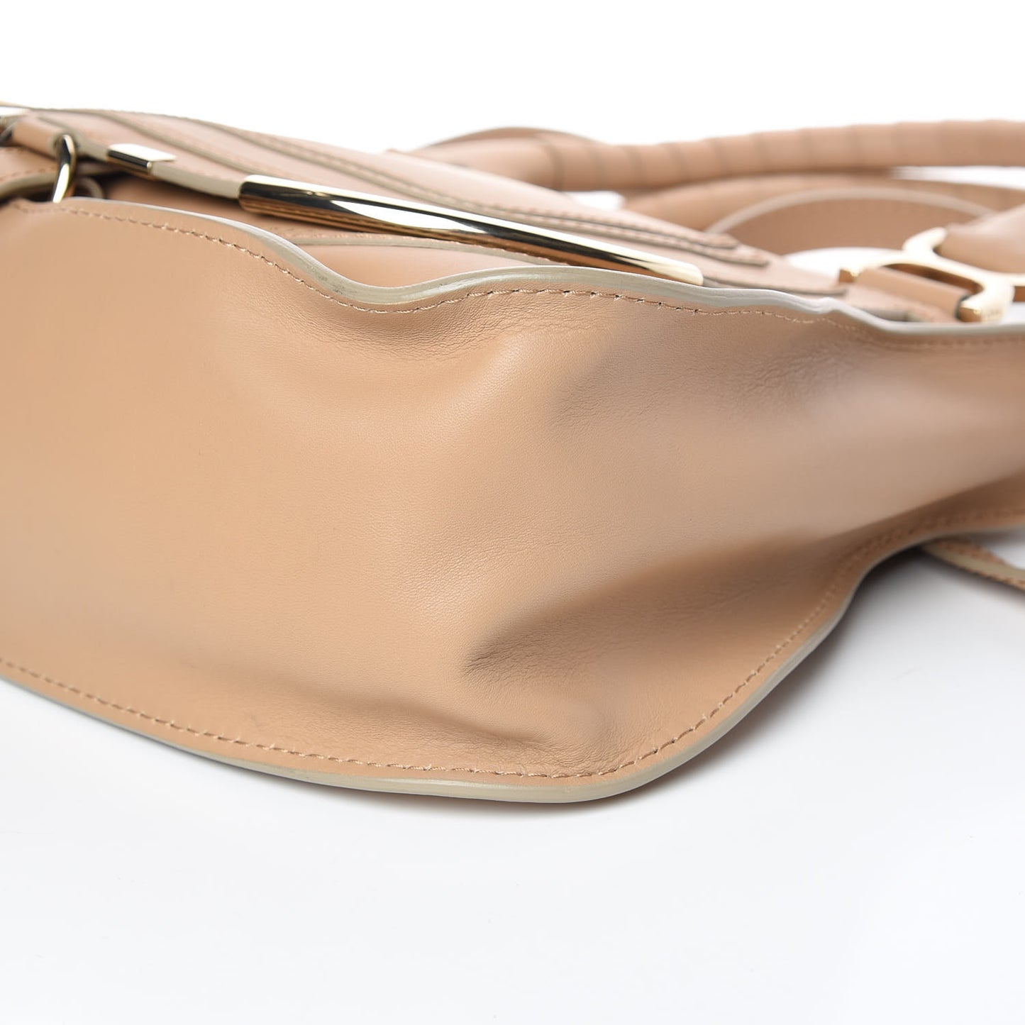 Calfskin Medium Marcie Metal Bar Trim Satchel Wet Sand