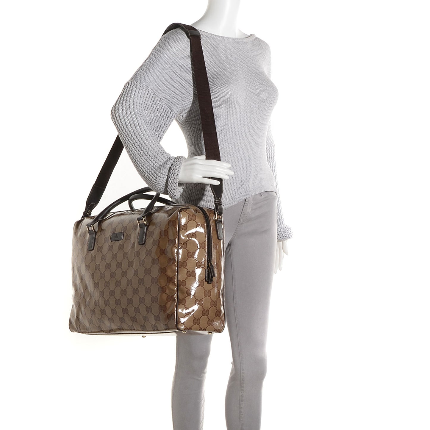 Crystal Monogram Large Duffle Beige Brown