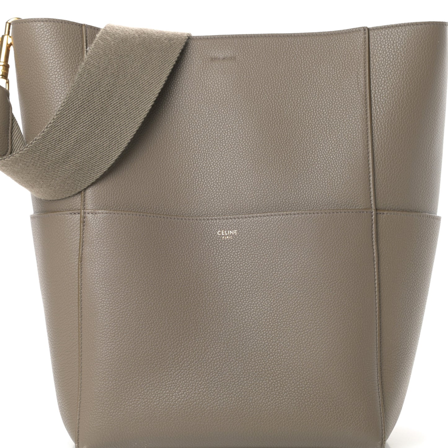 Soft Grained Calfskin Sangle Bucket Bag Taupe
