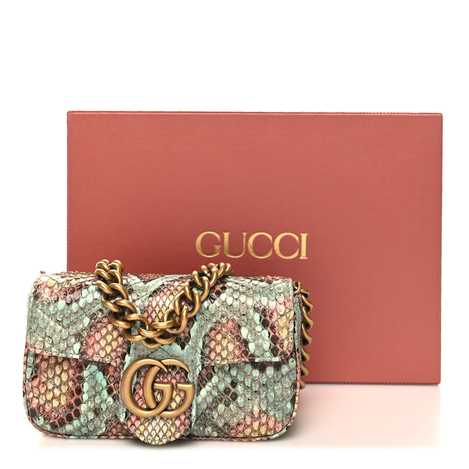 Gucci Snakeskin Matelasse GG Marmont Chain Belt Bag 12 of 12